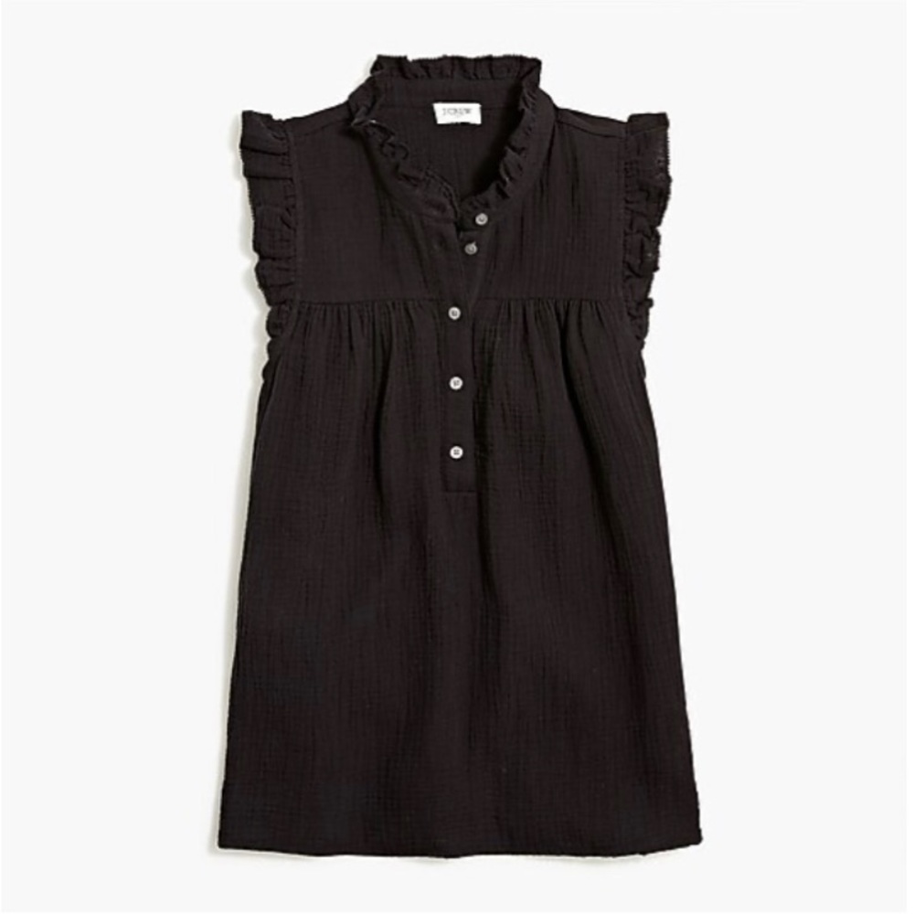JCrew gauze smocked ruffleneck top